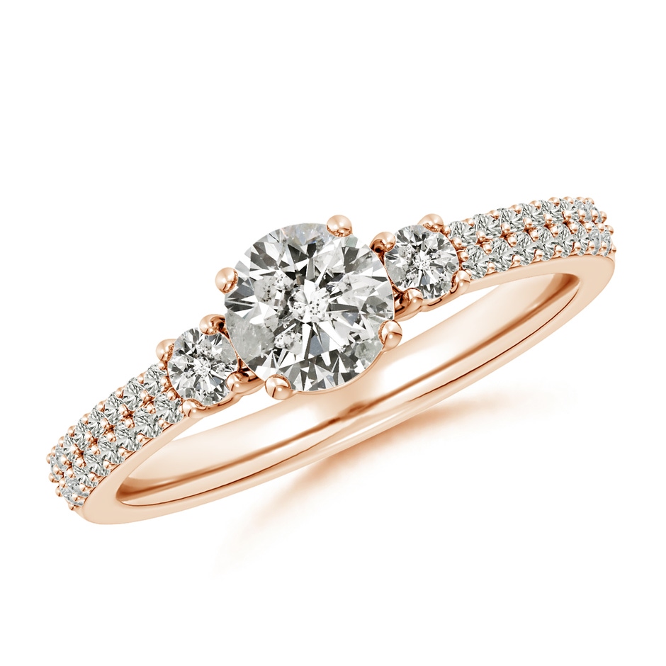 5.9mm KI3 Round Diamond Side Stone Knife-Edge Shank Engagement Ring in Rose Gold 