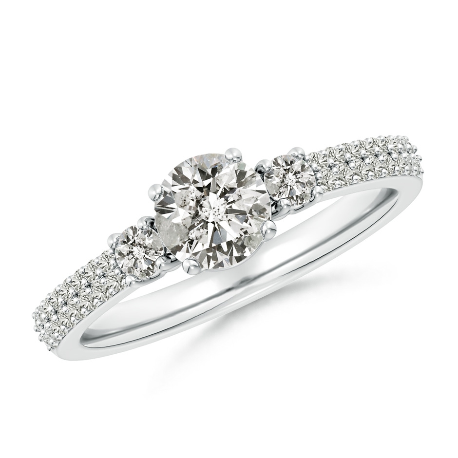 5.9mm KI3 Round Diamond Side Stone Knife-Edge Shank Engagement Ring in White Gold 