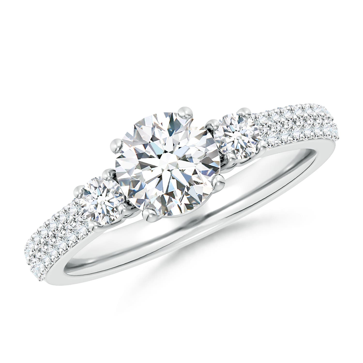 6.5mm GVS2 Round Diamond Side Stone Knife-Edge Shank Engagement Ring in P950 Platinum