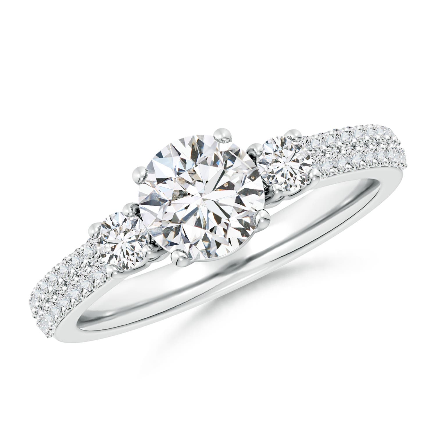 6.5mm HSI2 Round Diamond Side Stone Knife-Edge Shank Engagement Ring in 18K White Gold