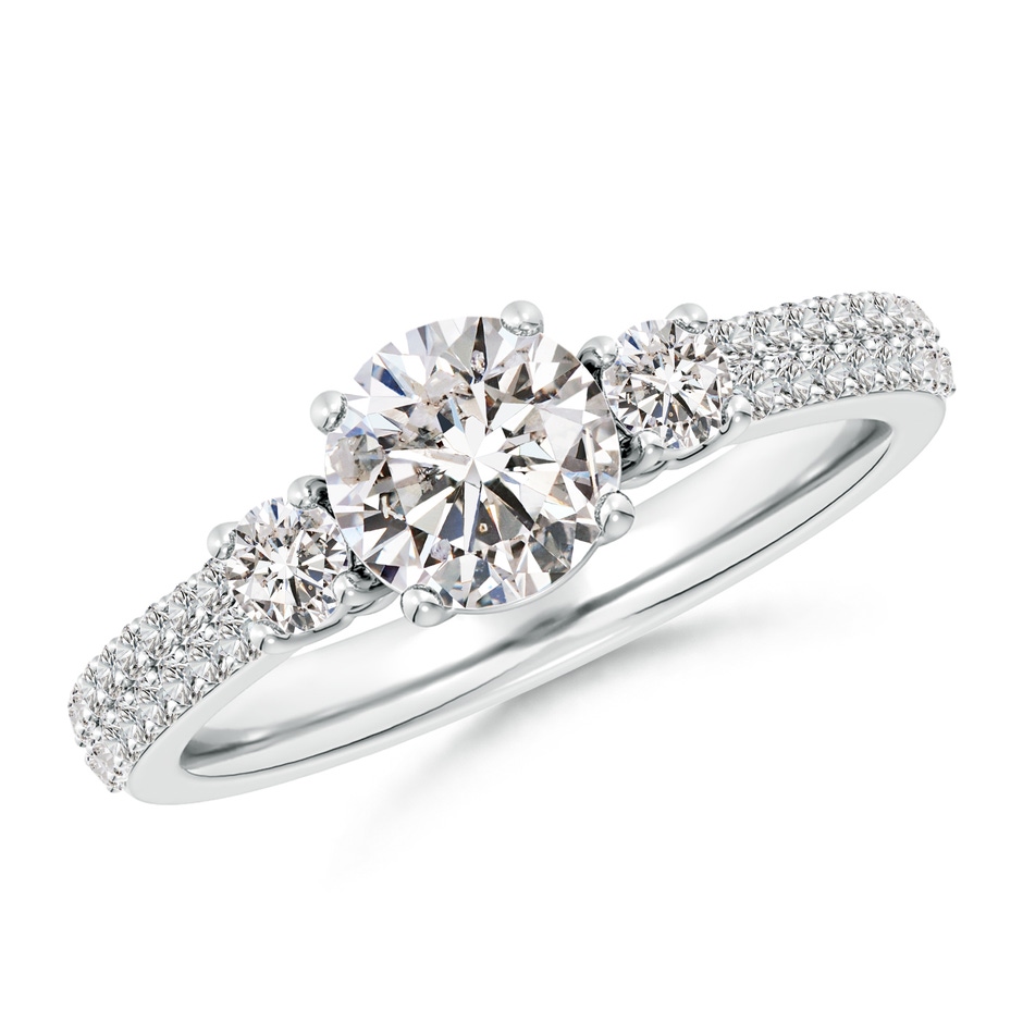 6.5mm IJI1I2 Round Diamond Side Stone Knife-Edge Shank Engagement Ring in P950 Platinum 