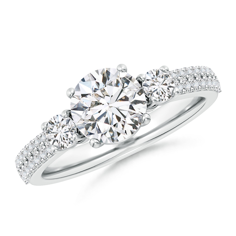 7.4mm HSI2 Round Diamond Side Stone Knife-Edge Shank Engagement Ring in P950 Platinum 