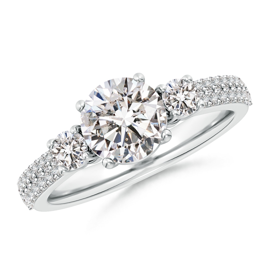 7.4mm IJI1I2 Round Diamond Side Stone Knife-Edge Shank Engagement Ring in P950 Platinum 
