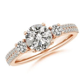 7.4mm KI3 Round Diamond Side Stone Knife-Edge Shank Engagement Ring in Rose Gold