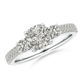 6.5mm KI3 Cushion Diamond Side Stone Knife-Edge Shank Engagement Ring in P950 Platinum