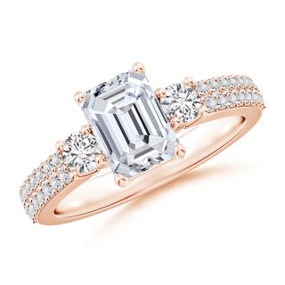 7.5x5.5mm HSI2 Emerald-Cut Diamond Side Stone Knife-Edge Shank Engagement Ring in 18K Rose Gold