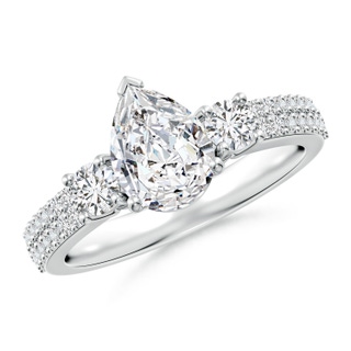 8.5x6.5mm HSI2 Pear Diamond Side Stone Knife-Edge Shank Engagement Ring in P950 Platinum