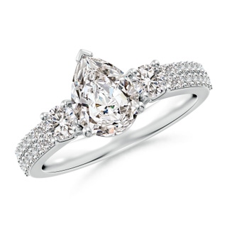 8.5x6.5mm IJI1I2 Pear Diamond Side Stone Knife-Edge Shank Engagement Ring in P950 Platinum