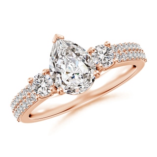 8.5x6.5mm IJI1I2 Pear Diamond Side Stone Knife-Edge Shank Engagement Ring in Rose Gold