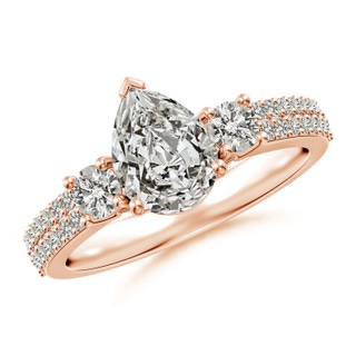 8.5x6.5mm KI3 Pear Diamond Side Stone Knife-Edge Shank Engagement Ring in Rose Gold