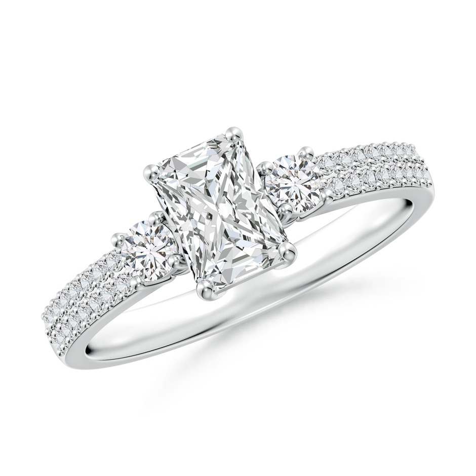 6.5x4.5mm HSI2 Radiant-Cut Diamond Side Stone Knife-Edge Shank Engagement Ring in White Gold 