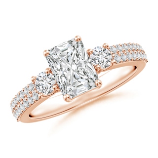 7.5x5.8mm HSI2 Radiant-Cut Diamond Side Stone Knife-Edge Shank Engagement Ring in Rose Gold