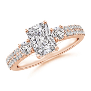 7.5x5.8mm IJI1I2 Radiant-Cut Diamond Side Stone Knife-Edge Shank Engagement Ring in 10K Rose Gold