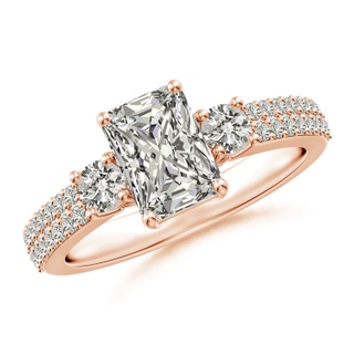 7.5x5.8mm KI3 Radiant-Cut Diamond Side Stone Knife-Edge Shank Engagement Ring in 10K Rose Gold