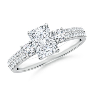 7x5mm GVS2 Radiant-Cut Diamond Side Stone Knife-Edge Shank Engagement Ring in P950 Platinum