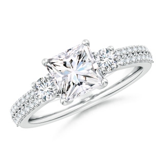 6.5mm GVS2 Princess-Cut Diamond Side Stone Knife-Edge Shank Engagement Ring in P950 Platinum