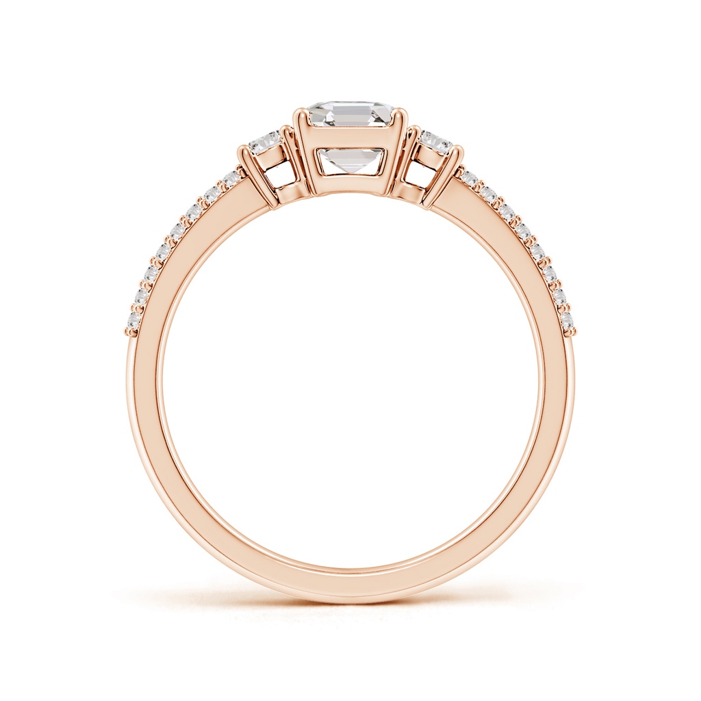 5mm IJI1I2 Asscher-Cut Diamond Side Stone Knife-Edge Shank Engagement Ring in Rose Gold Side 199