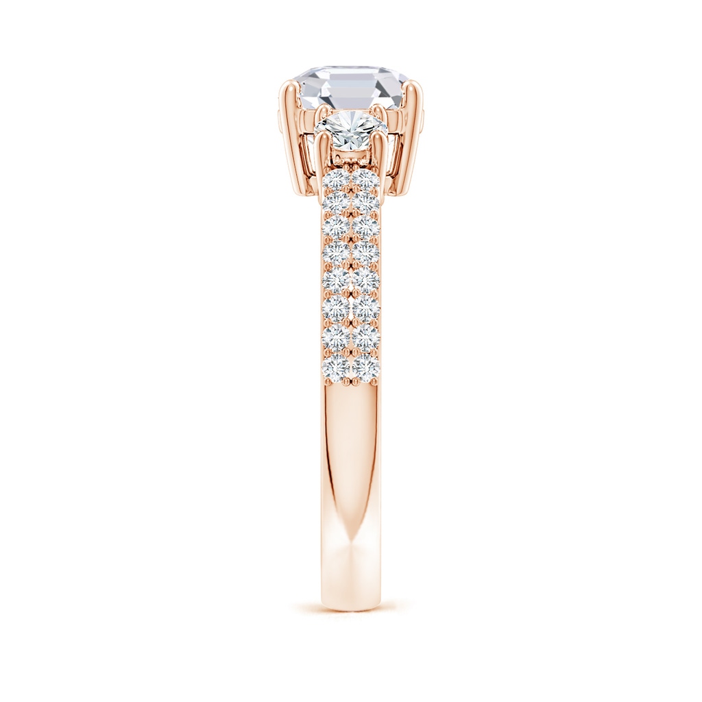 6.5mm GVS2 Asscher-Cut Diamond Side Stone Knife-Edge Shank Engagement Ring in Rose Gold Side 299