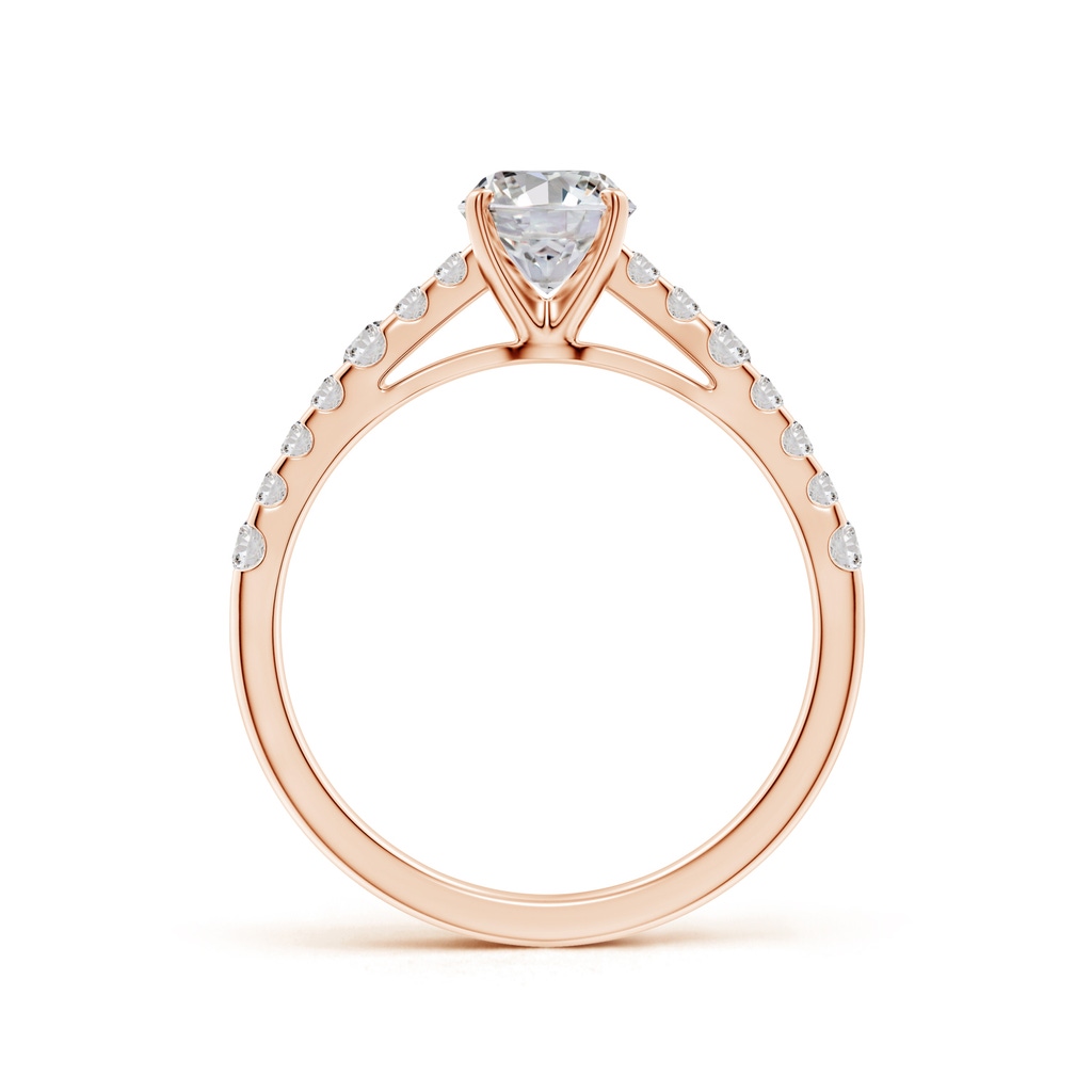 7.7x5.7mm IJI1I2 Solitaire Oval Diamond Station Engagement Ring in Rose Gold Side 199