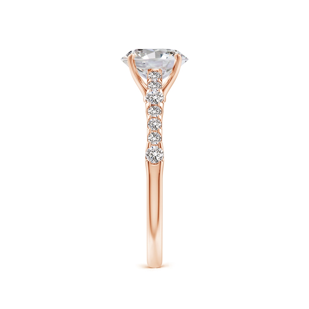 7.7x5.7mm IJI1I2 Solitaire Oval Diamond Station Engagement Ring in Rose Gold Side 299