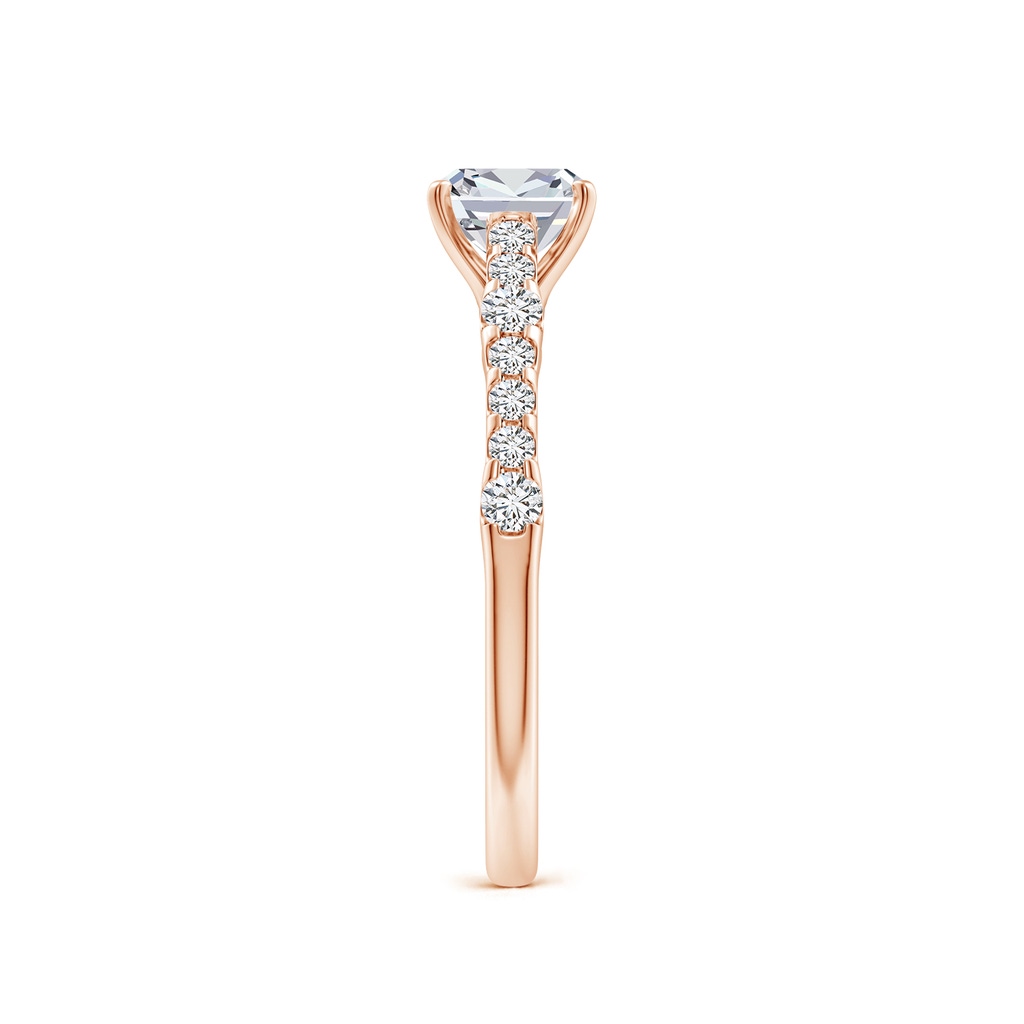 5.5mm HSI2 Solitaire Cushion Diamond Station Engagement Ring in 18K Rose Gold Side 299