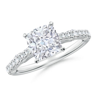 7mm GVS2 Solitaire Cushion Diamond Station Engagement Ring in P950 Platinum