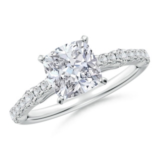 7mm HSI2 Solitaire Cushion Diamond Station Engagement Ring in P950 Platinum