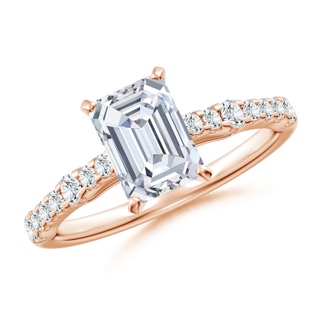 7.5x5.5mm GVS2 Solitaire Emerald-Cut Diamond Station Engagement Ring in 10K Rose Gold