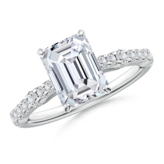8.5x6.5mm HSI2 Solitaire Emerald-Cut Diamond Station Engagement Ring in P950 Platinum