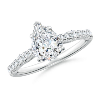 8.5x6.5mm GVS2 Solitaire Pear Diamond Station Engagement Ring in P950 Platinum