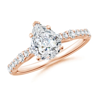 8.5x6.5mm GVS2 Solitaire Pear Diamond Station Engagement Ring in Rose Gold