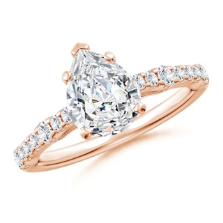 9x7mm GVS2 Solitaire Pear Diamond Station Engagement Ring in Rose Gold