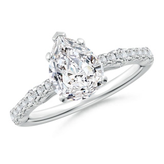 9x7mm HSI2 Solitaire Pear Diamond Station Engagement Ring in P950 Platinum