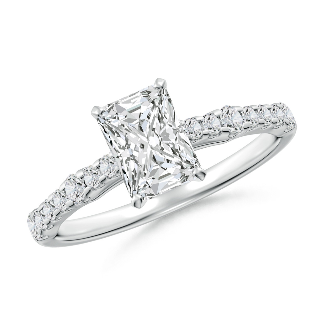 7x5mm HSI2 Solitaire Radiant-Cut Diamond Station Engagement Ring in White Gold