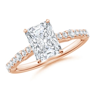 8x6mm GVS2 Solitaire Radiant-Cut Diamond Station Engagement Ring in Rose Gold