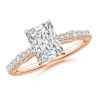 8x6mm HSI2 Solitaire Radiant-Cut Diamond Station Engagement Ring in 9K Rose Gold