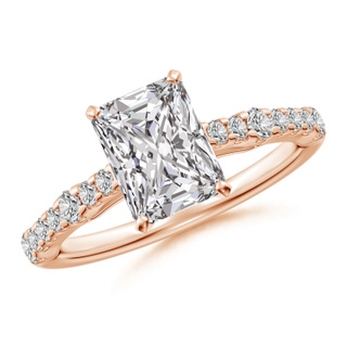 8x6mm IJI1I2 Solitaire Radiant-Cut Diamond Station Engagement Ring in Rose Gold