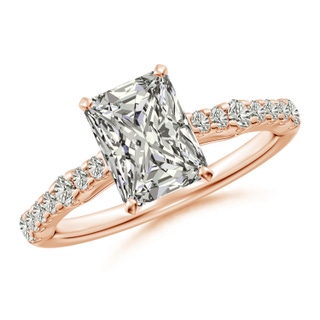 8x6mm KI3 Solitaire Radiant-Cut Diamond Station Engagement Ring in Rose Gold