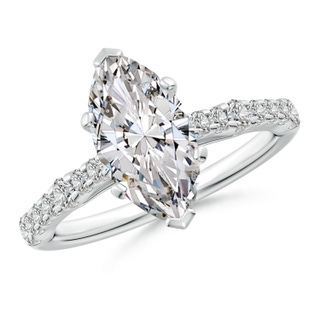 13x6.5mm IJI1I2 Solitaire Marquise Diamond Station Engagement Ring in P950 Platinum