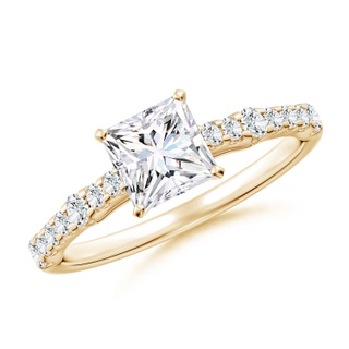 5.5mm GVS2 Solitaire Princess-Cut Diamond Station Engagement Ring in Yellow Gold