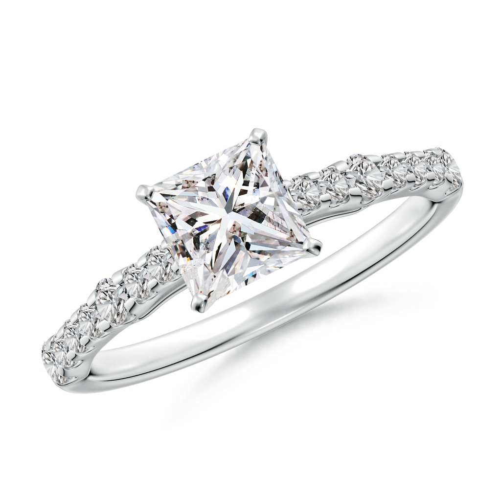 5.5mm IJI1I2 Solitaire Princess-Cut Diamond Station Engagement Ring in White Gold