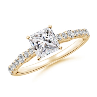 5.5mm IJI1I2 Solitaire Princess-Cut Diamond Station Engagement Ring in Yellow Gold