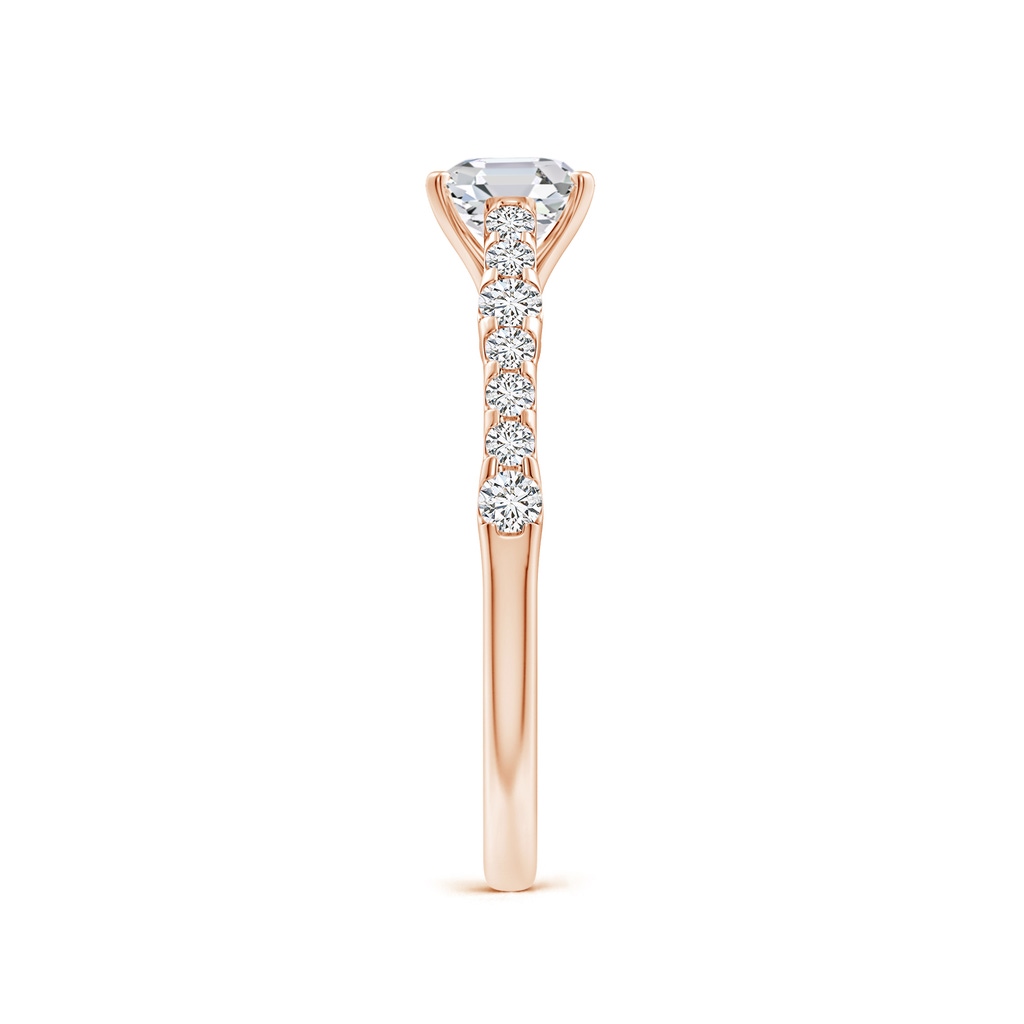 5.5mm HSI2 Solitaire Asscher-Cut Diamond Station Engagement Ring in Rose Gold Side 299