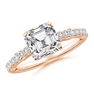 7mm HSI2 Solitaire Asscher-Cut Diamond Station Engagement Ring in Rose Gold