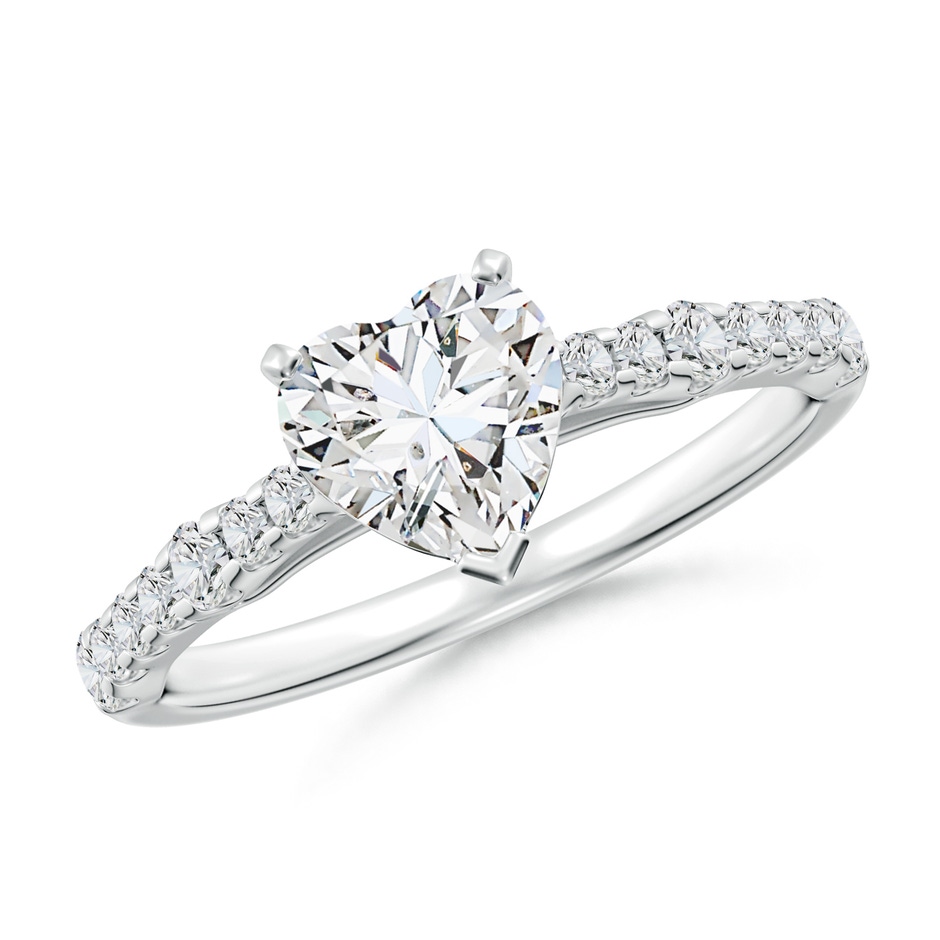 6.5mm HSI2 Solitaire Heart Diamond Station Engagement Ring in White Gold 