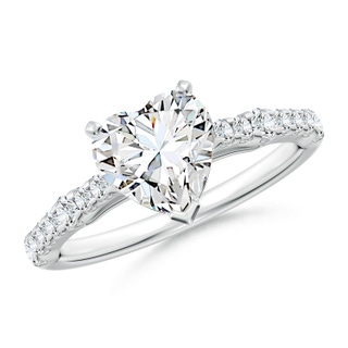 7.5mm GVS2 Solitaire Heart Diamond Station Engagement Ring in P950 Platinum
