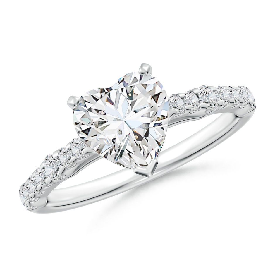 7.5mm HSI2 Solitaire Heart Diamond Station Engagement Ring in White Gold 