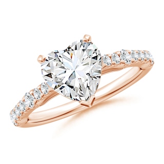 8mm GVS2 Solitaire Heart Diamond Station Engagement Ring in 18K Rose Gold
