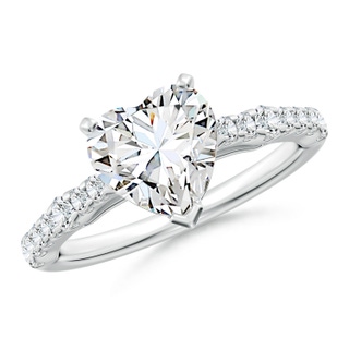 8mm GVS2 Solitaire Heart Diamond Station Engagement Ring in P950 Platinum