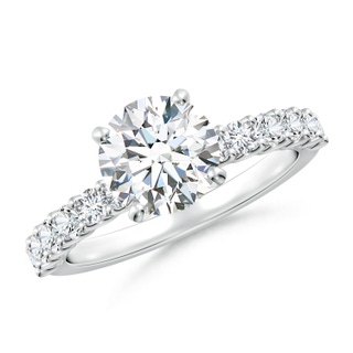 7.4mm GVS2 Round Diamond Solitaire Engagement Ring with Diamond Accents in P950 Platinum